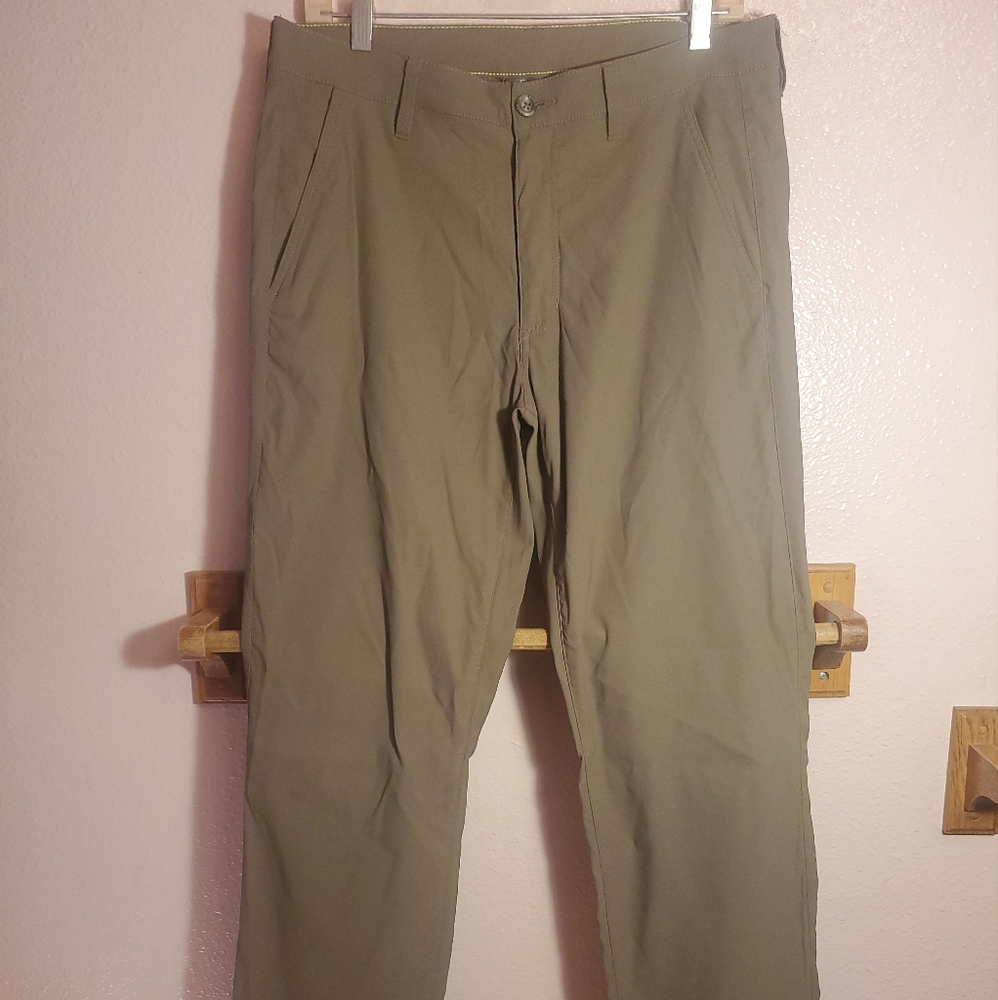 Eddie Bauer 32x32 Outdoor Climbing Hiking Pants Khaki Green Stretch Stra…